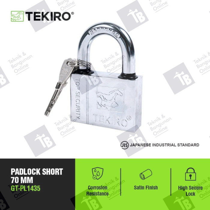 Tekiro Gembok Pendek 70 mm GT-PL1435 / Padlock Short / Kunci Gembok Leher Pendek 70mm