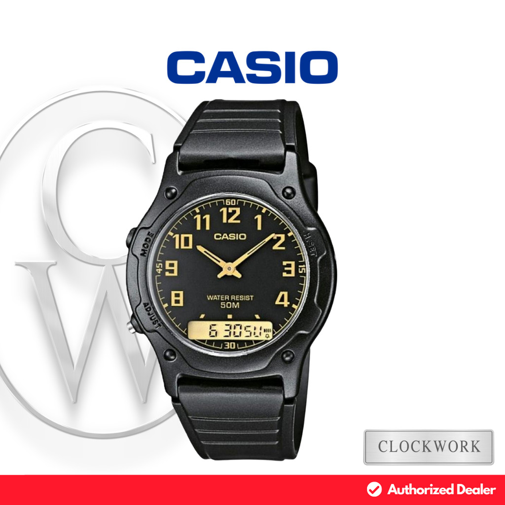 Jam Tangan Unisex Casio General AW-49H-1BVDF Resin Sporty Casual Hitam Digital Analog Dial AW-49H 1B