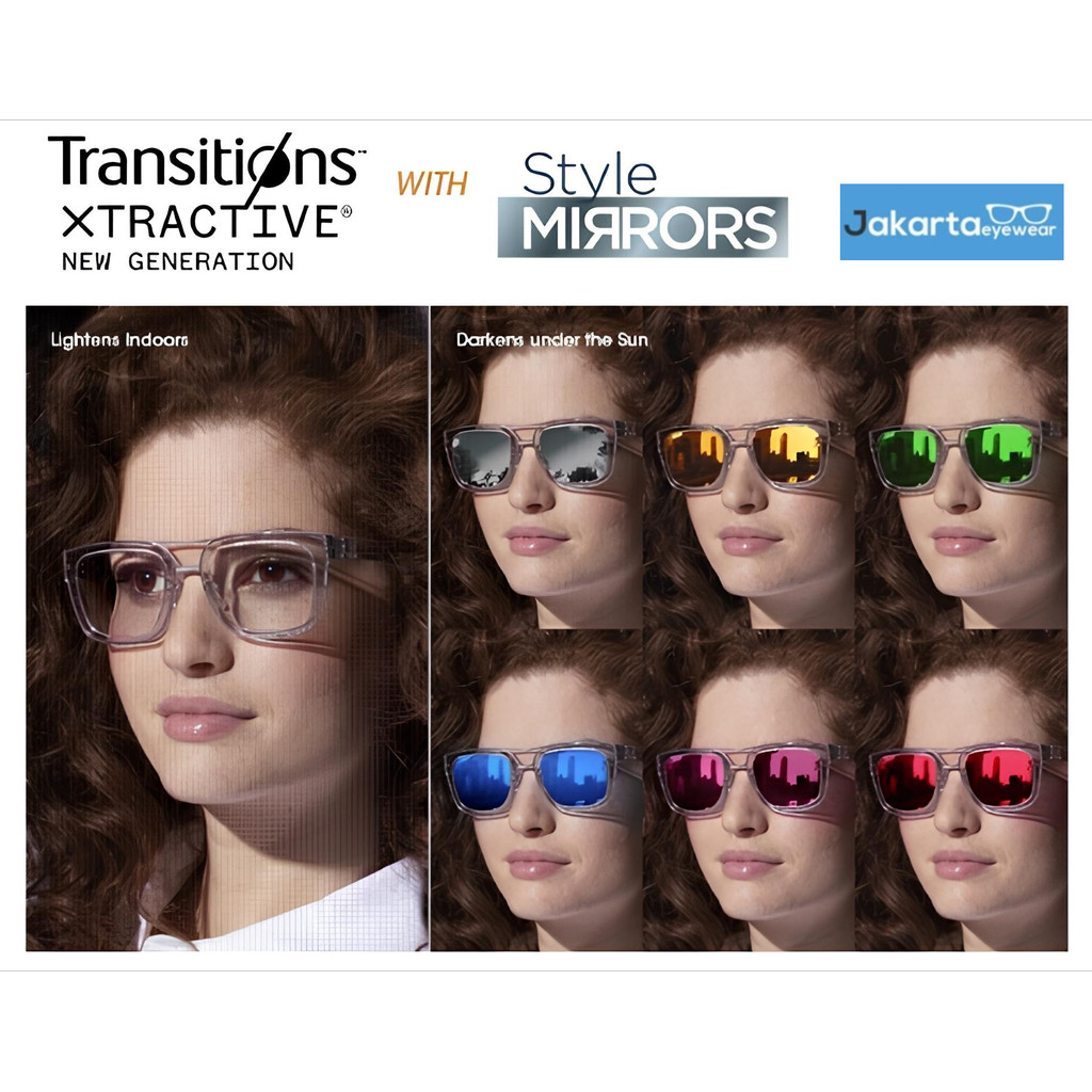 Lensa Essilor Transitions Xtractive Style Mirrors New Generation Original 100% Essilor Indonesia