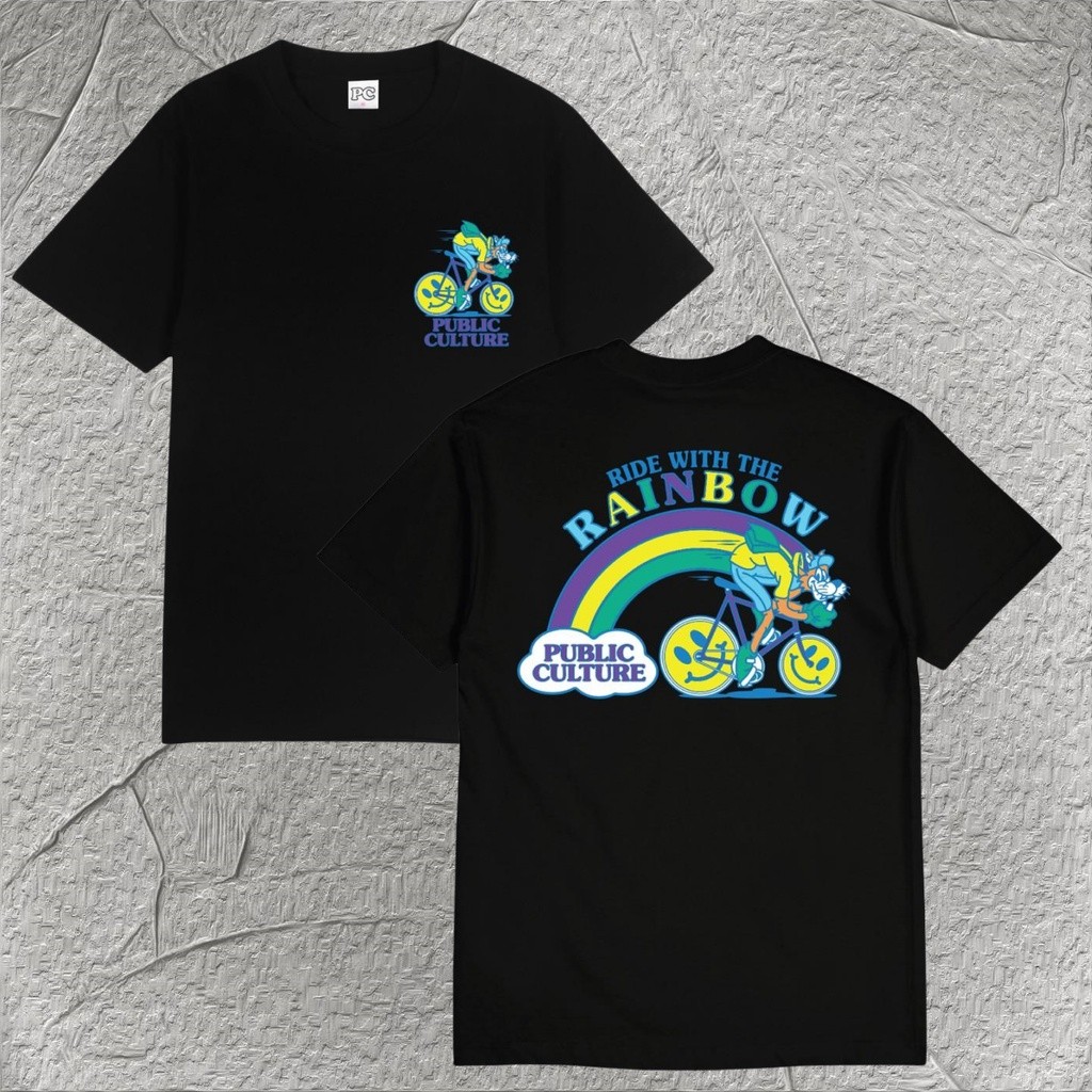 COD  Public Culture - Rainbow Tee - Black Fashion T-Shirt