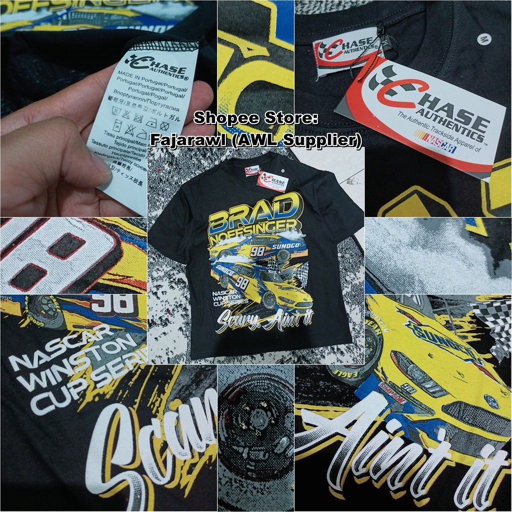COD KAOS TSHIRT NASCAR BRAD NOFFSINGER SUNOCO OIL TEAM VINTAGE BOOTLEG OVERSIZE TAG LABEL CHASE AUTH
