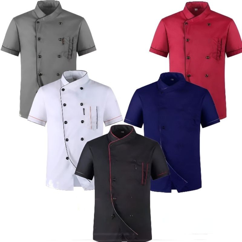 DELISTORE Apron.rck Baju Koki Baju Chef Kemeja Koki Kemeja Chef Seragam Koki Seragam Chef Pria Wanit
