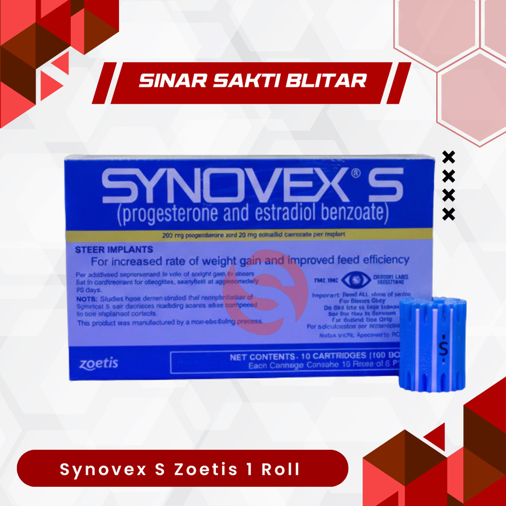 Synovex S Zoetis 1 Roll - Implan untuk pemacu pertumbuhan ternak pada sapi Jantan