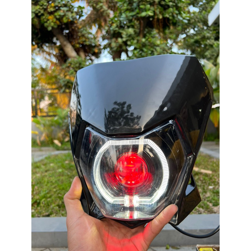 LAMPU DEPAN KLX BF DTRACKER SET BATOK HITAM COSTOME BILED