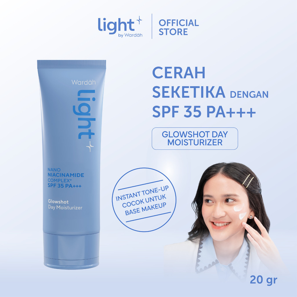 Wardah Light Glowshot Day Moisturizer 20gr -Brightening Pelembab Wajah Cream Light Plus | Light +