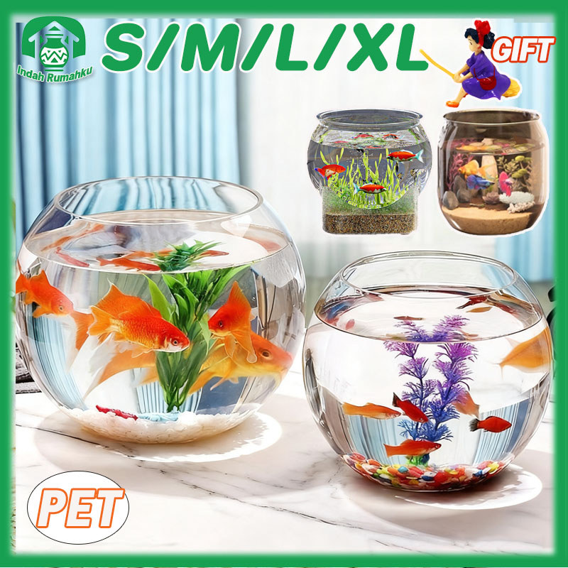 Toples Aquarium Fish Tank Akuarium Ikan Cupang Hias Aquarium Pet Fish Bowl Bulat Aquarium Tank