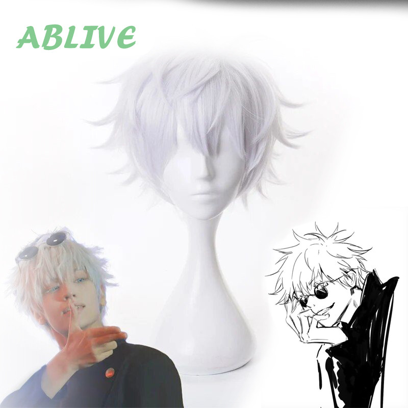 Gojo Satoru Wig Wig Rambut Gojo Rambut Gojo Satoru Wig Anime Cosplay Gojo Satoru Silver Gray