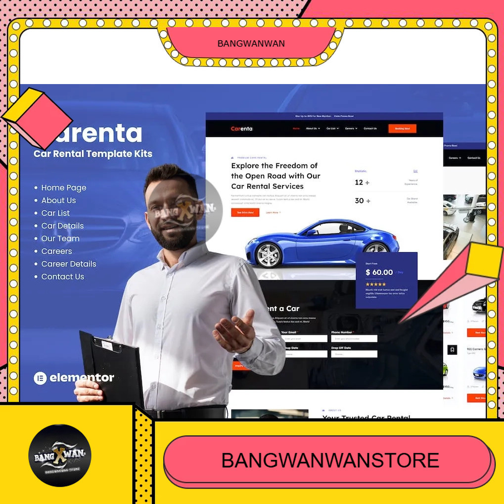 Carenta – Car Rental Business Elementor Template Kits WZM