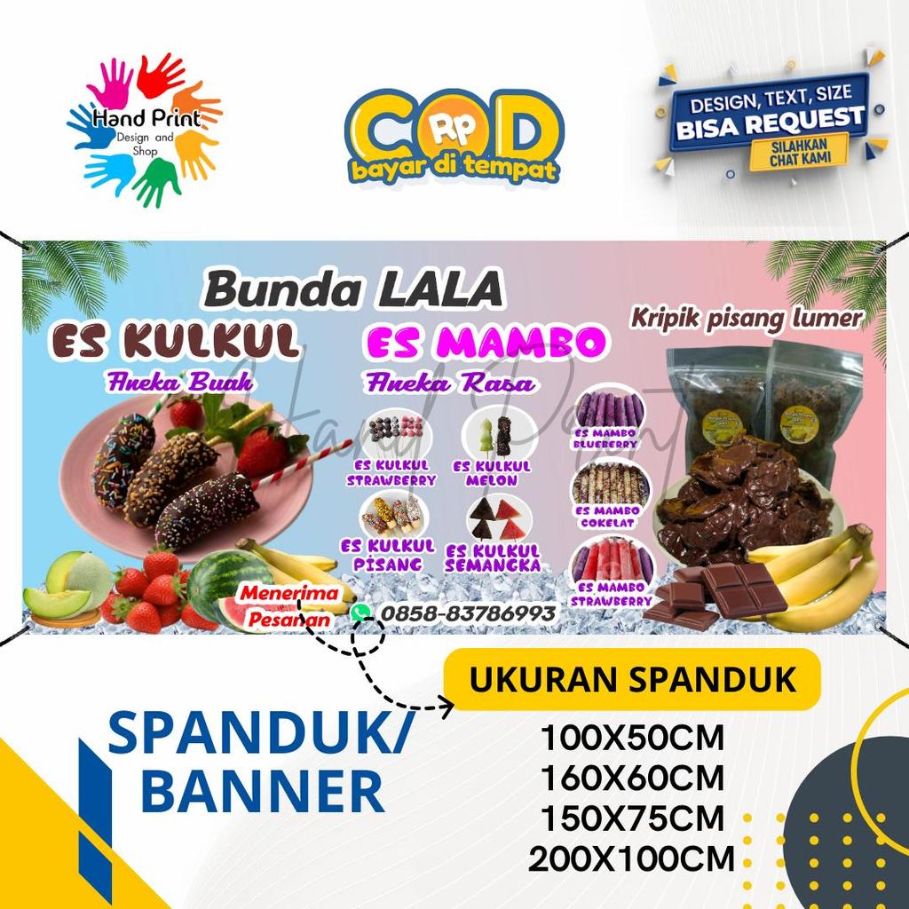 Cetak Spanduk Banner Es kulkul Dan Es Mambo Bunda Lala  MMT Spanduk Custom 200x100