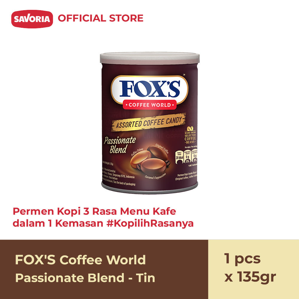 FOX'S Coffee World Passionate Blend Tin - Permen Kopi Kaleng 135g