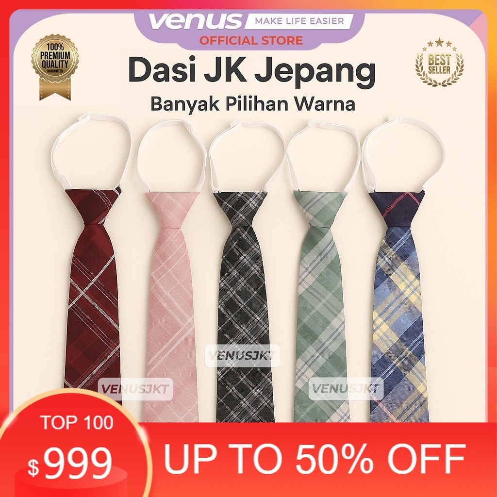 VENUSJKT - Dasi Wanita Korean Style Panjang Dasi JK Cewek Cosplay Sekolah Rework Y2K Seragam Jepang 