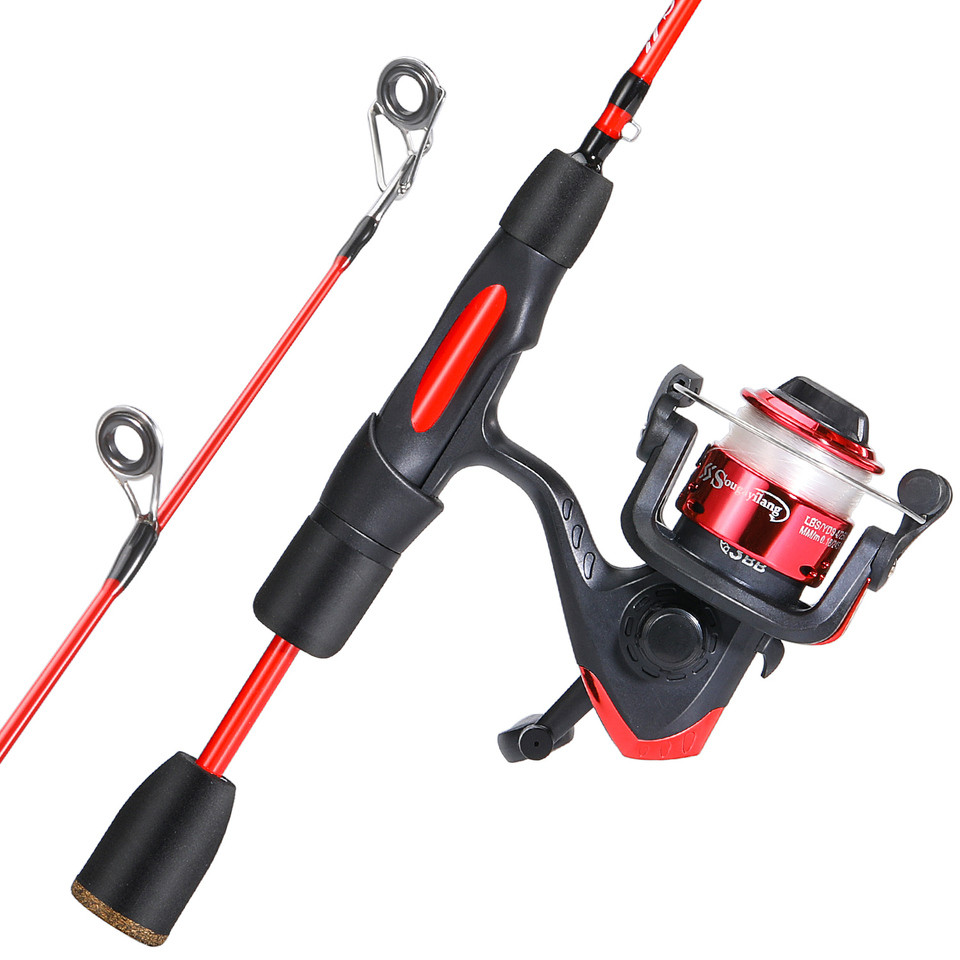 Sougayilang Ice Fishing Rod and Reel Combo Ultralight Winter Shrimp Ice Fishing Rod Spinning Fishing