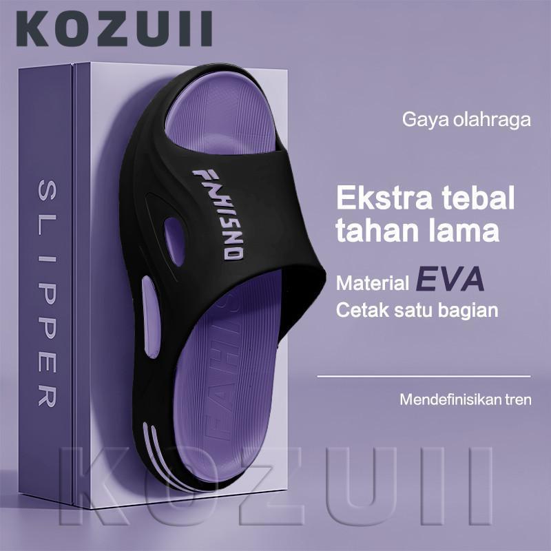 Kozuii Sandal Pria Nyaman Slop Karet Jelly Anti-Slip Sandal Cowok Kekinian Sandal Pria Keren