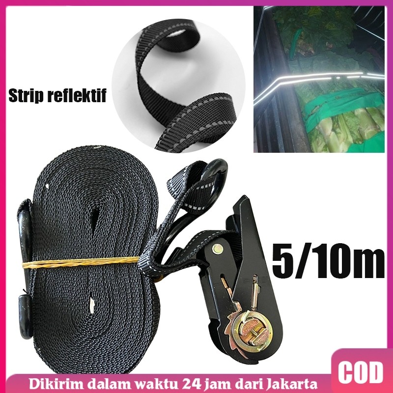 Tali Krek Sound 5/10 Meter Bercahaya Rachet Tie Down Strap Kretek Lashing Cargo Lashing Truk Mobil S