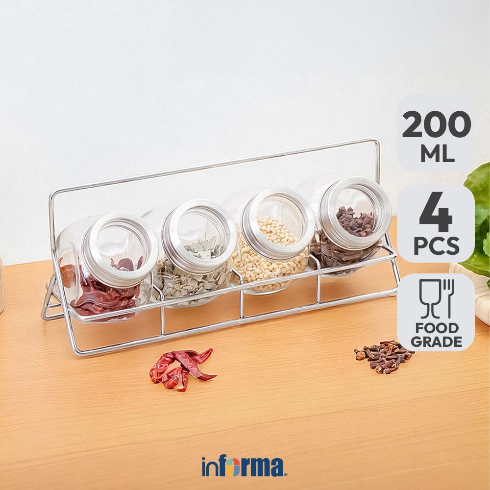 INFORMA ELEMENTAL KITCHEN 200 ML SET 4 PCS SEPHORA TEMPAT BUMBU SEASONING JAR TOPLES BUMBU DAPUR