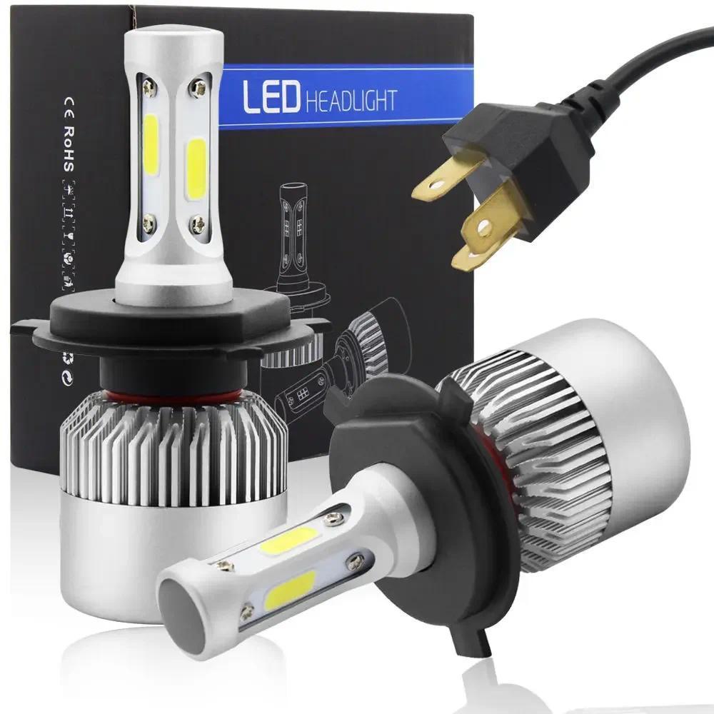 Two pieces LED H1 H3 H7 H4 H13 H11 9004 880 9007 Auto S2 Car Headlight Bulbs 72W 8000LM 6500K for 9V
