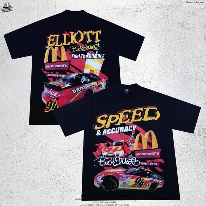 (COD) T-Shirt Nascar Elliot MCD Oversized Boxy 20S Full Cotton 220gsm - Nascar MCD, M (BB 55-75kg)