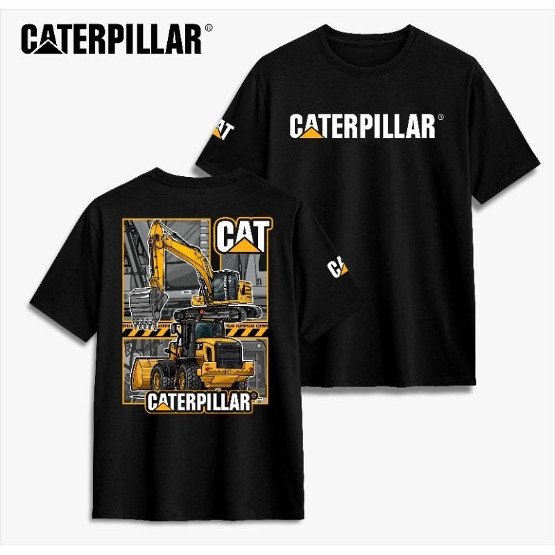 Kaos Caterpillar CAT / Baju Excavator CAT / Warna Hitam ALL SIZE S,M,L,XL,XXL Bahan Cotton Combed 30