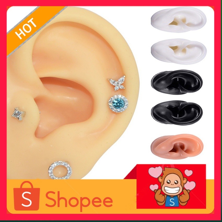 Alat Tindik Latihan Profesional Anting Giwang - Alat Bantu Mengajar Model Telinga Manusia Palsu Baha