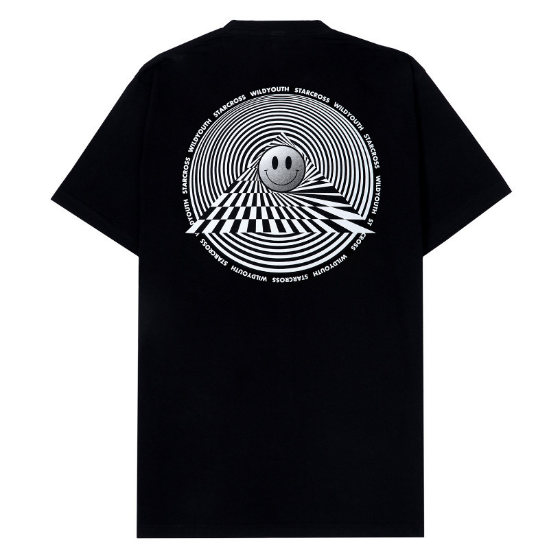 STARCROSS Kaos Pria - SMILEY PRINT - Black