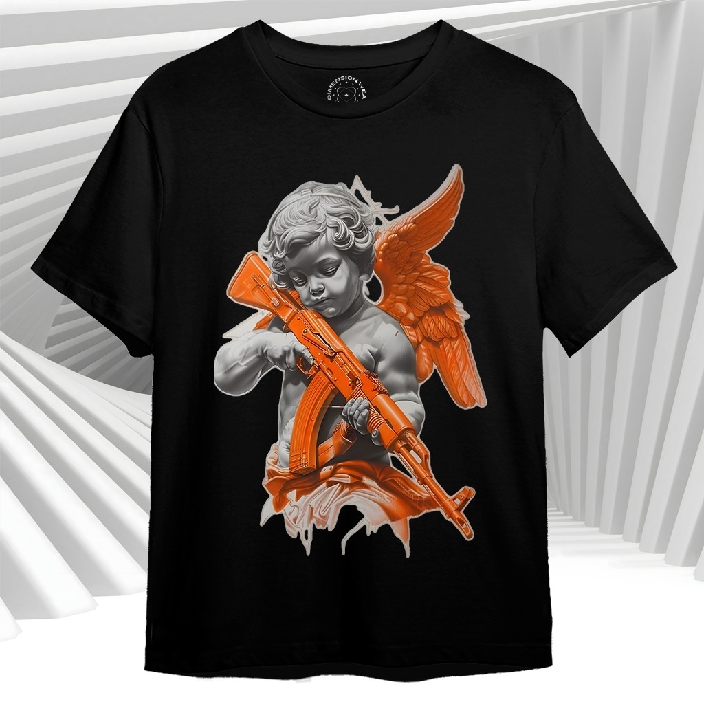 3DimensionWear - Kaos Distro Premium Original 3D Angel With Gun - DM1207