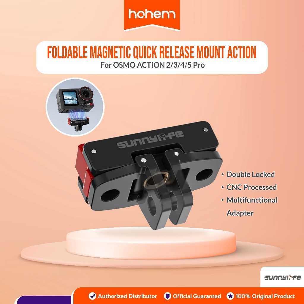 SUNNYLIFE Foldable Magnetic Adapter Quick Release For DJI Osmo Action 5 Pro / Action 4 / Action 3 / 
