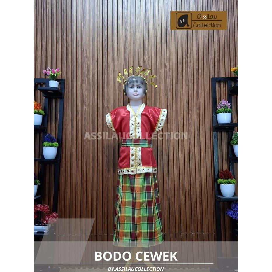Baju Adat Anak Sulawesi Selatan/Baju Bodo II Satuan (Laki/Cewek) Aksesoris Pakaian - Bodo Laki, 3