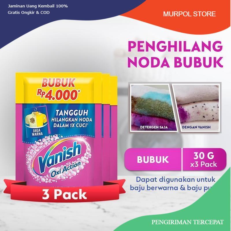 [3 PCS] Vanish Bubuk Pink 30gr - Deterjen Penghilang Noda Membandel pada Baju, Pemutih dan Pencerah 