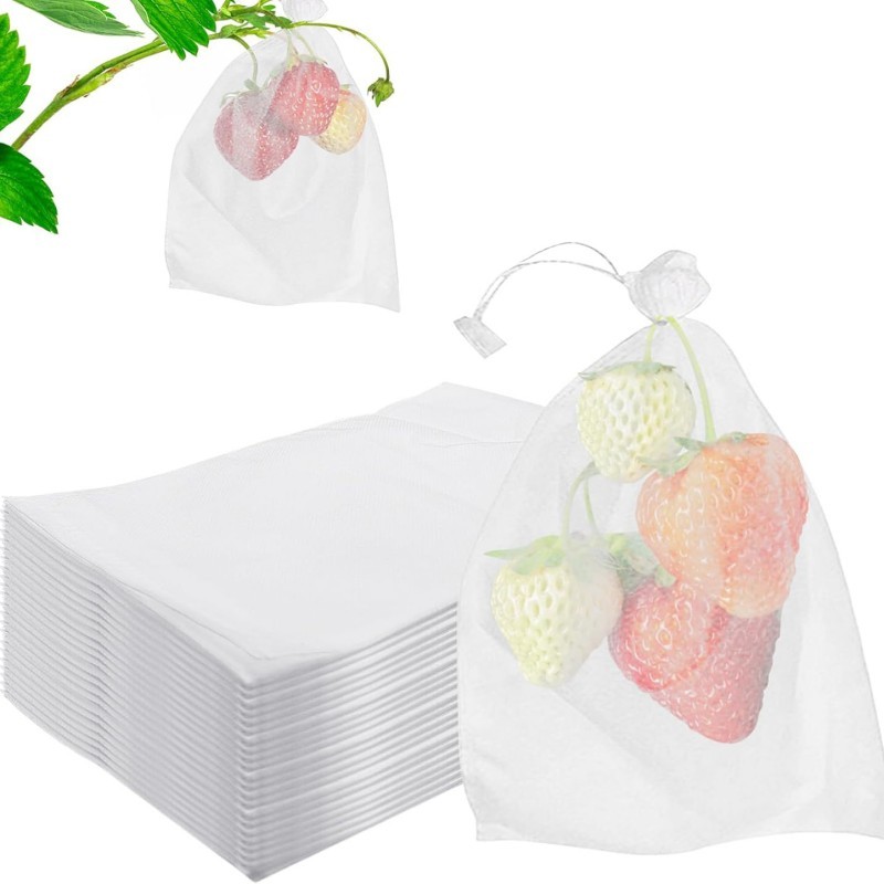 100Pcs Pembungkus Buah Di Pohon Brongsong Mangga Fruit Cover Net Jaring Transparan Kelengkeng Anggur
