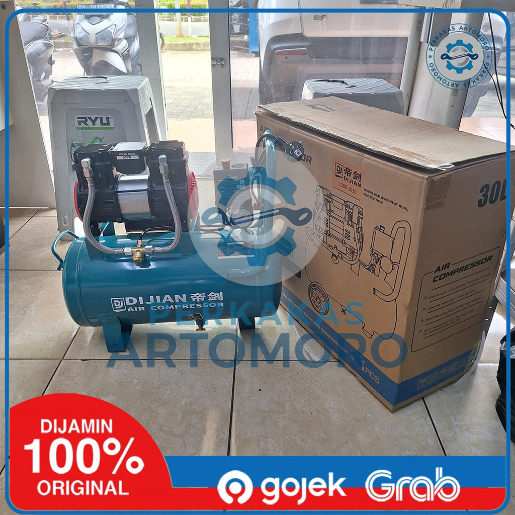 Kompresor Angin Listrik  1,7 HP Tangki Besar 3o Liter Tanpa Oli Mesin Kompresor Untuk Cat Penambalan