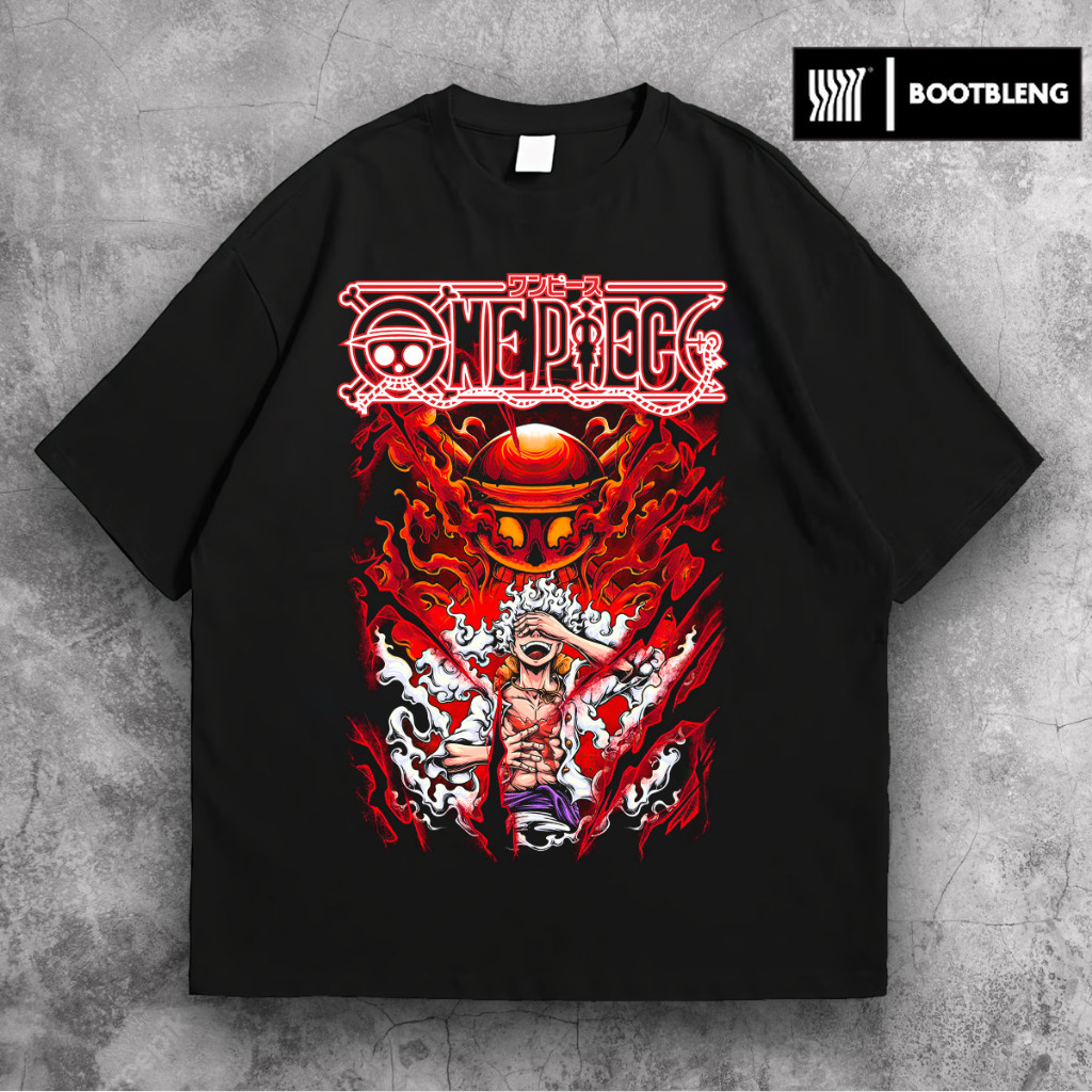 Kaos Anime ONE PIECE Gear 5 Luffy D Monkey Topi Jerami Cotton Combed 24s OP-27