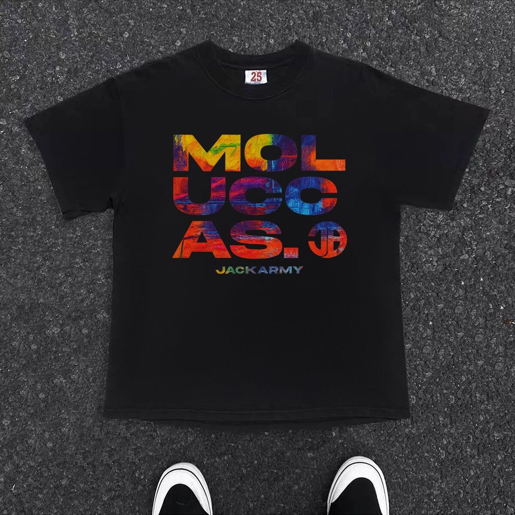 Kaos Hitam "Moluccas Jack Army" Trend Terbaru Street Style Oversized boxy fit Baju Distro