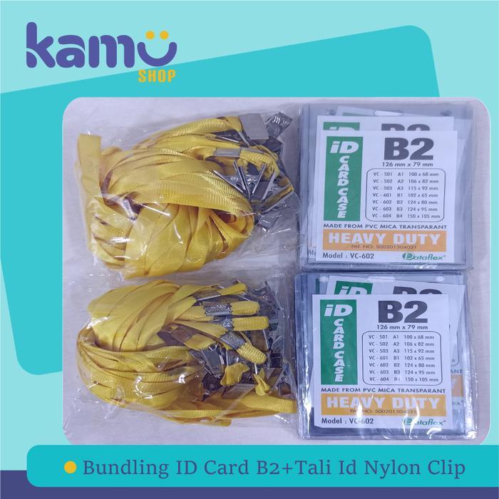 Bundling ID Card B2+Tali ID Card Nylon Clip-NYL [2 Pasang] - Kuning