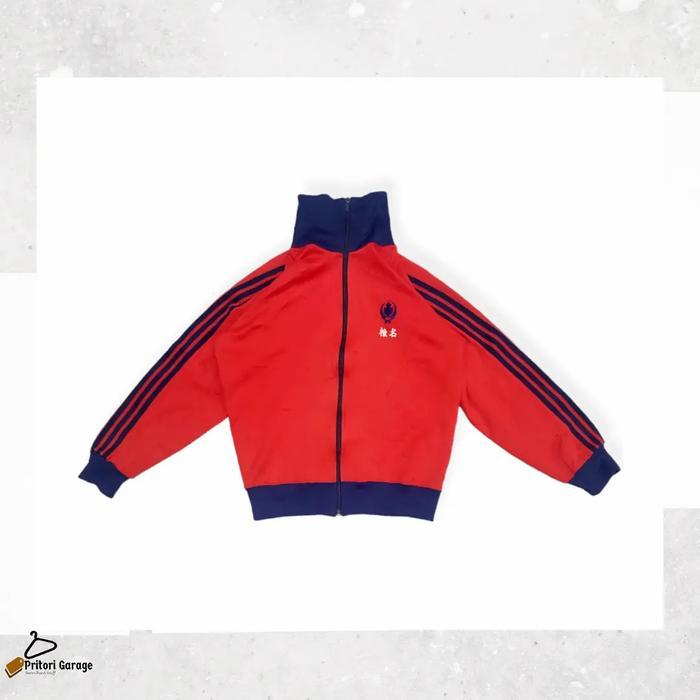 Windbreaker Tracktop Jacket Unitika Red Navy Stripe Color Block