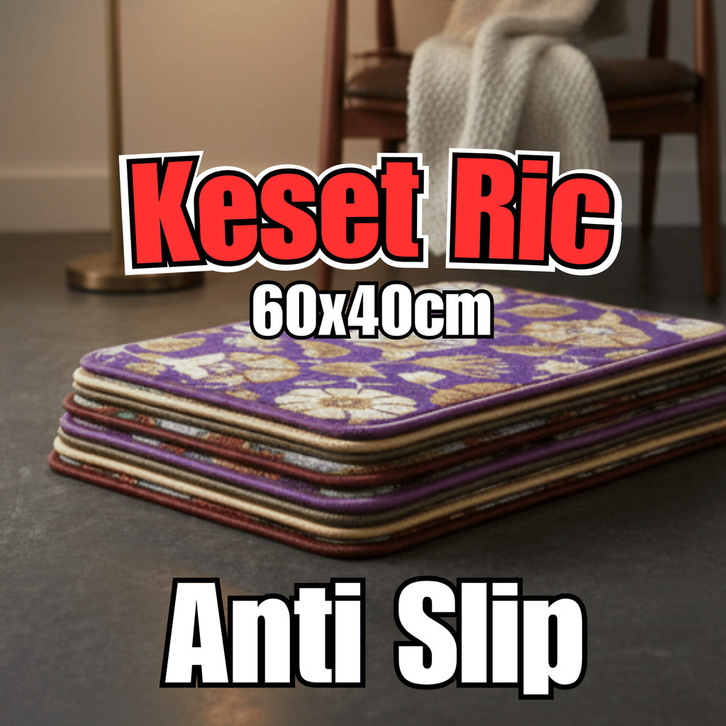 [Fiiyashop] Keset Rumah Motif Bordir Anti Slip / Anti Licin | Keset Lantai Ric untuk Pintu, Dapur, K