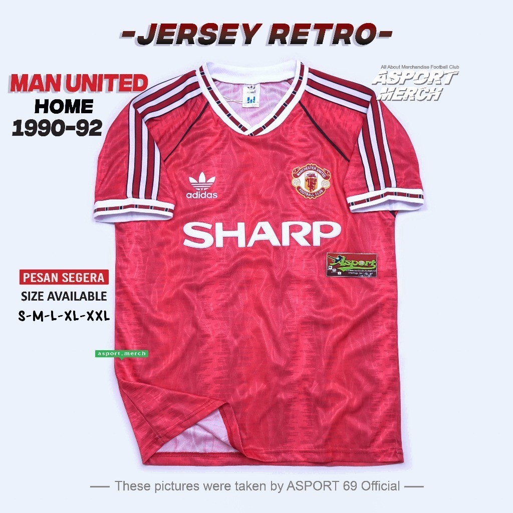 JERSEY BOLA RETRO MU MAN UNITED HOME 1990 1992 JERSEY MAN UNITED 90 92 IMPORT A3 FANTASY