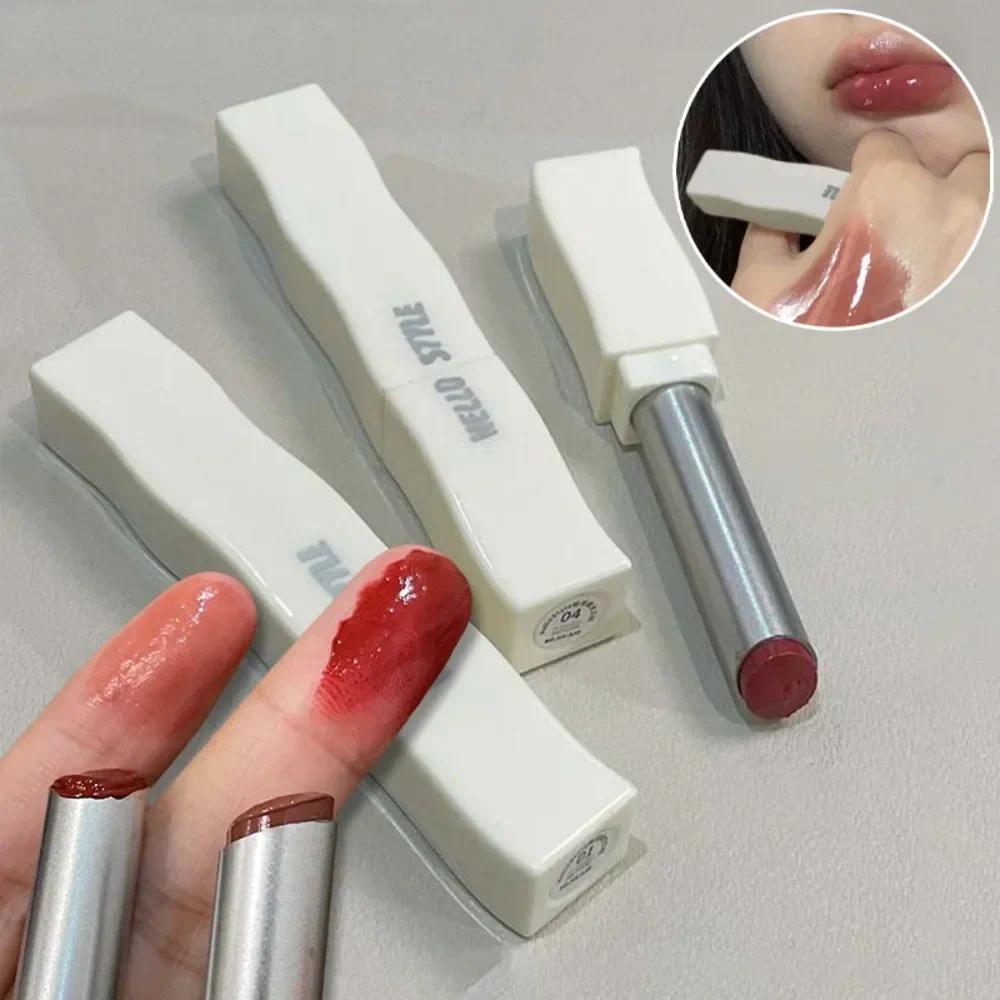 Tabung Putih Jeli Lipstik Lip Gloss Padat Lipstik Hidrasi Merah Bening Coklat Pelembap Warna Bibir A