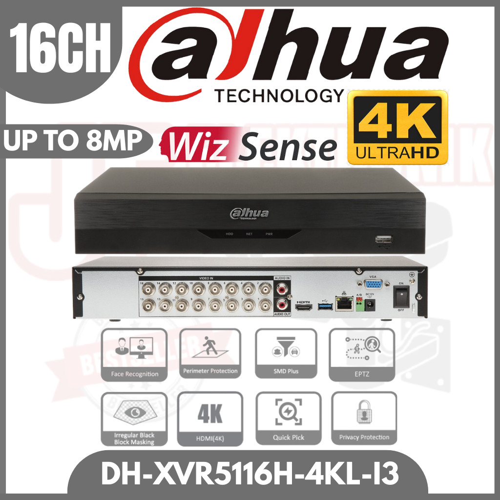 RECORDER CCTV DVR 16CH DAHUA DH-XVR5116H-4KL-I3 16 CHANNEL 5MP 8MP