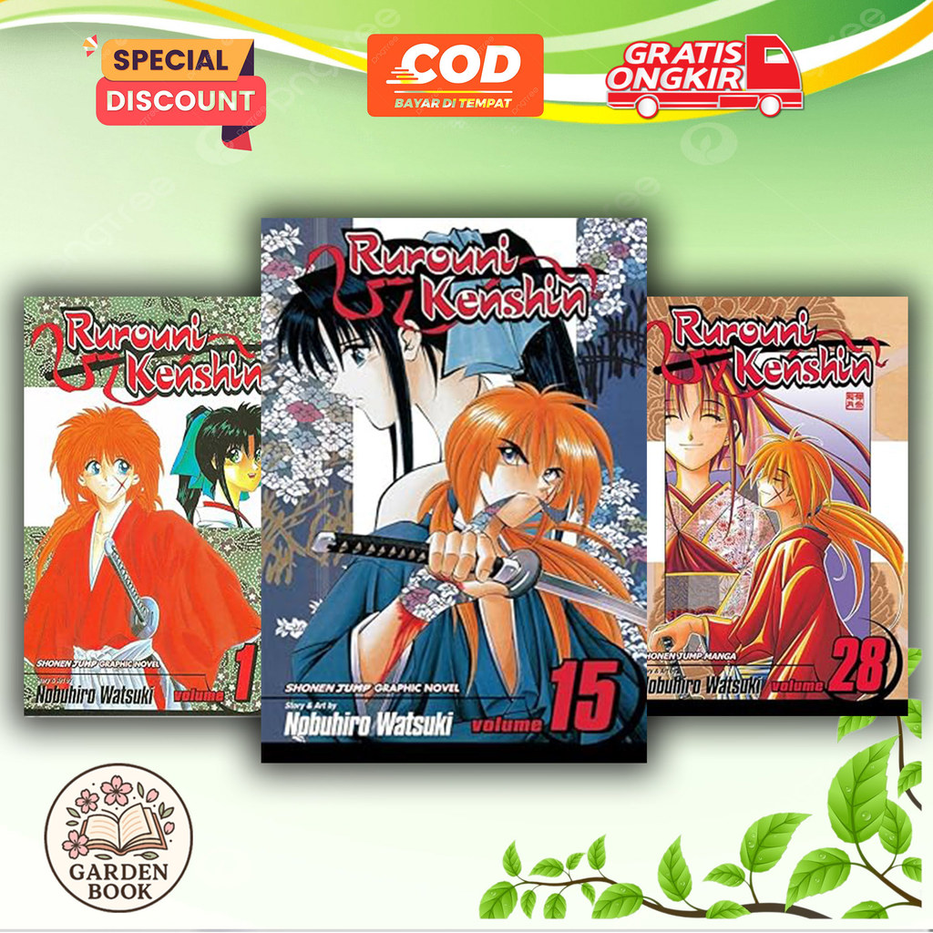 Komik Manga Rurouni Kenshin by Nobuhiro Watsuki Vol 1-28 (English) - GARDEN BOOK