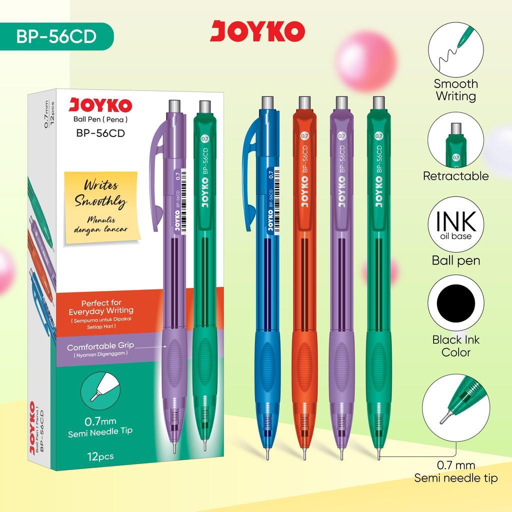 (12PC) JOYKO Ball Pen Pulpen 1 Pack BP-56CD 0.7mm