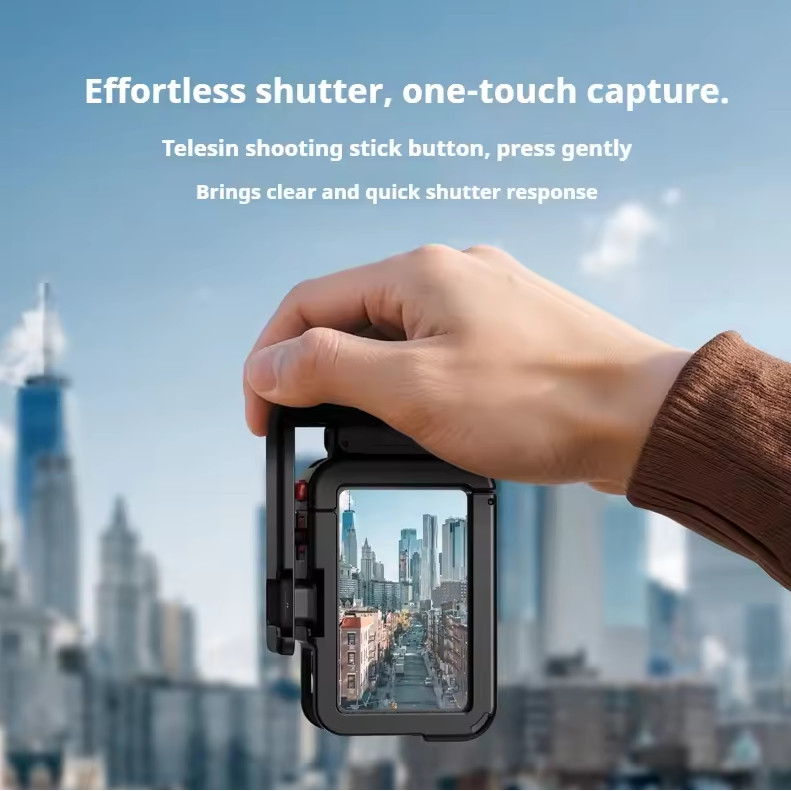 TELESIN Metal Frame dengan Handle Grip untuk DJI Action 3–5 Pro – S6 Edition