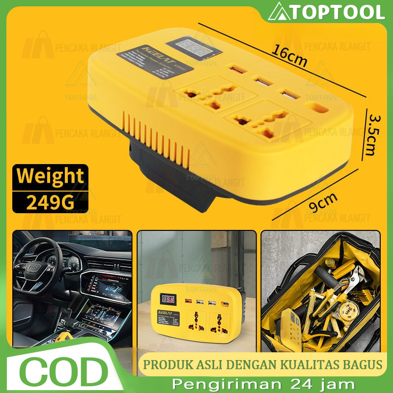 Super Power DIY Inverter Charger Portabel 6in1 21V To 220V 150W-3 USB Baterai Makita Soket Konverter