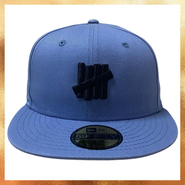 Topi Undefeated Black Logo Blue Fitted Hat Original