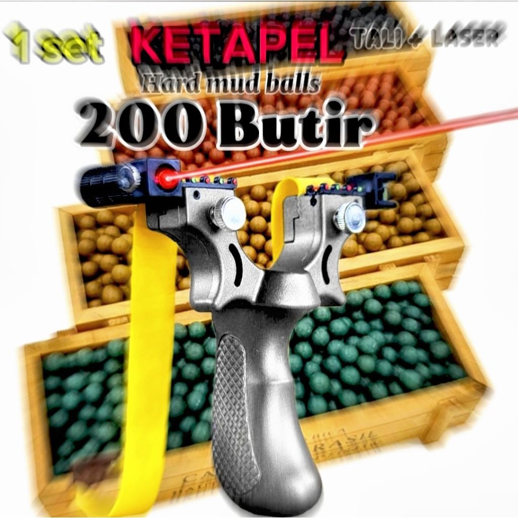 Ketapel Burung 1Set Lengkap Tali dan Laser Plus 200 Butir Peluru Bisa Cod