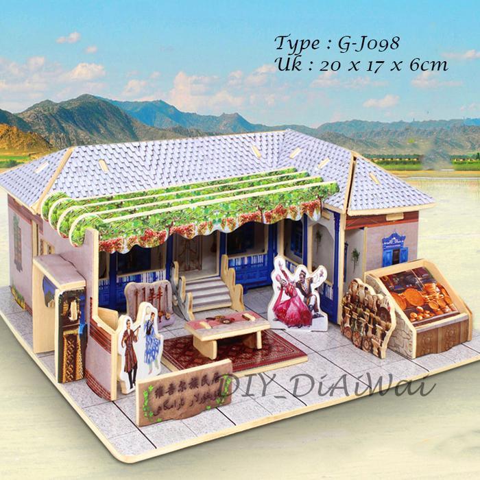 Puzzle 3D DIY bahan kayu rumah Jiang Nan cina mainan puzzle (pajangan dekorasi rumah)