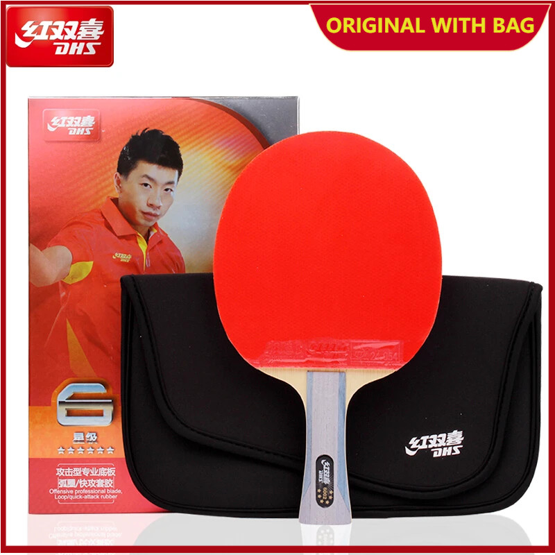 DHS 6 Star 6002 6006 Table Tennis Racket With Hurricane 8 Tin Arc Rubber FL Handle Shake Hold Ping P
