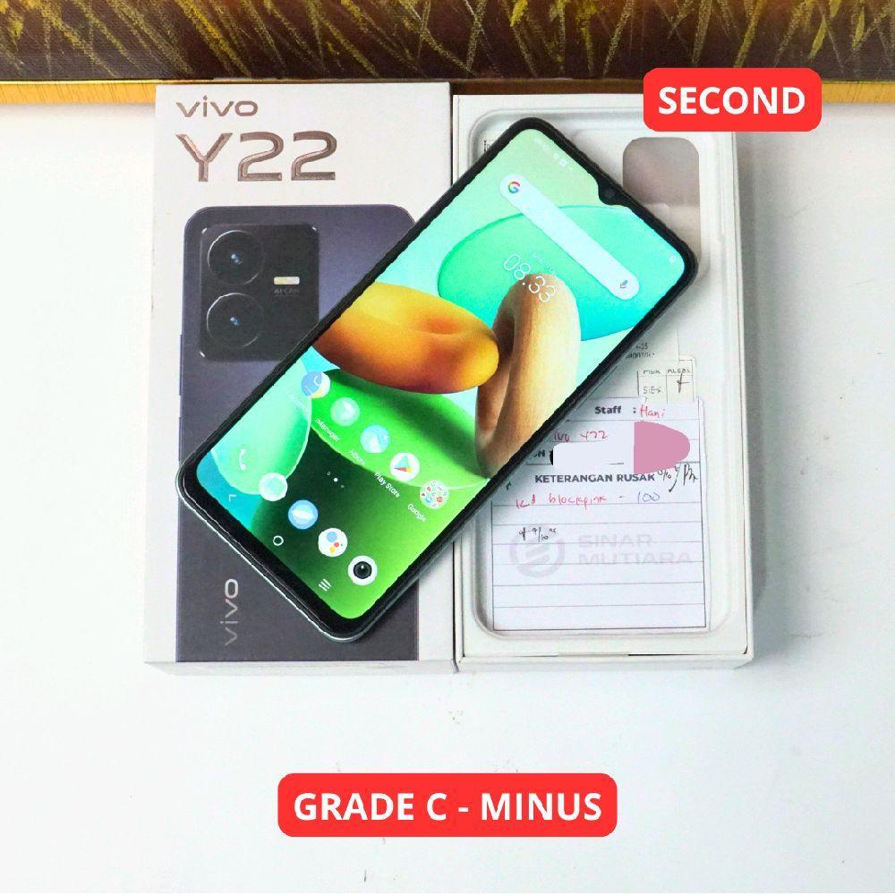 VIVO Y22 4/64 GB GRADE C - MINUS HP SECOND ORIGINAL SINAR MUTIARA CELL (27670)