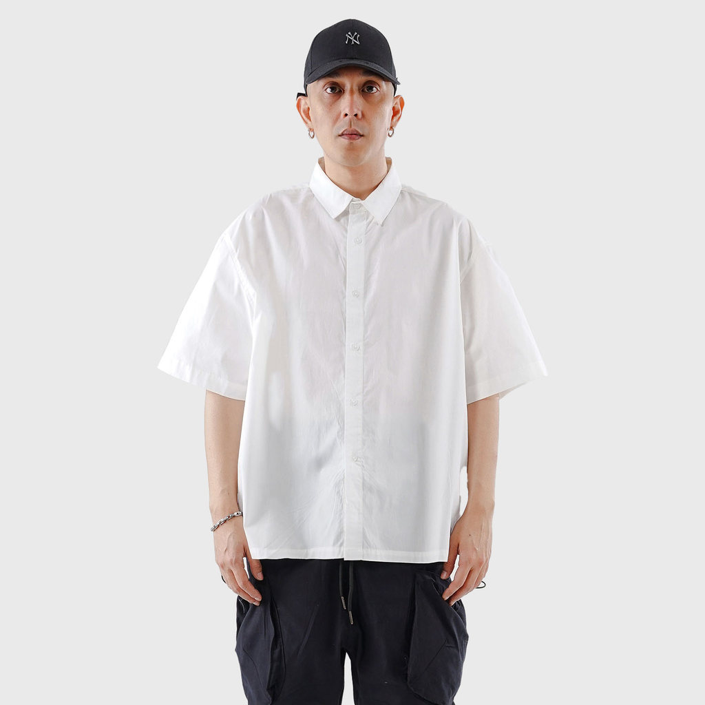 Noforty Project Oversize Wide Boxy Short Shirt Alba White
