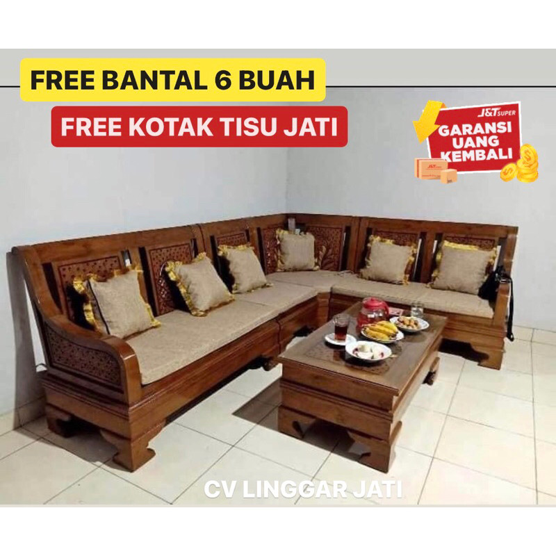 Kursi Tamu Sudut Semut Jati Kursi Ruang Tamu Minimalis Pojok L Kursi Kayu Jati Murah