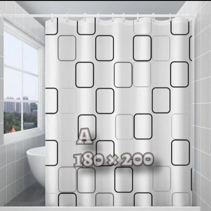 Shower Curtain Tekstil Motif 180×180/180×200/200×200/Tirai kamar Mandi - Motif A 180x200